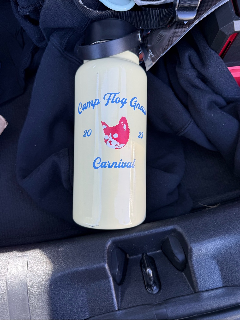 Golf Wang Cream & Blue Camp Flog Gnaw Carnival Stainless Bottle with Pink Logo